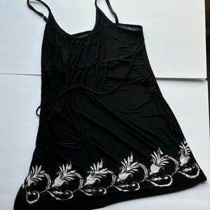 Ambrielle‎ Babydoll Nightie with Tie Size L Black & Ivory, Silky soft!